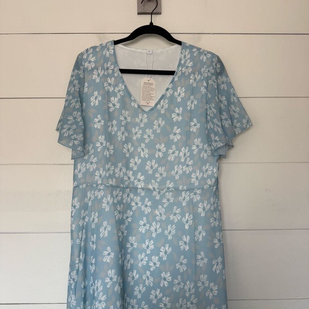 Women’s Large Blue White Maxi Dress New